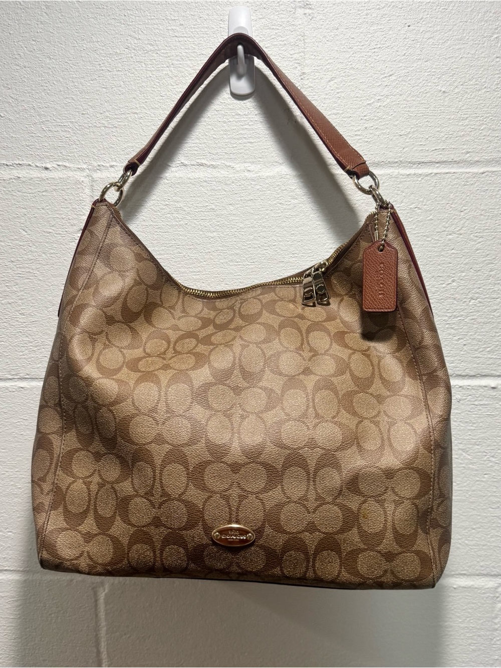 Coach Signature C Embossed Leather Hobo Shoulder Bag